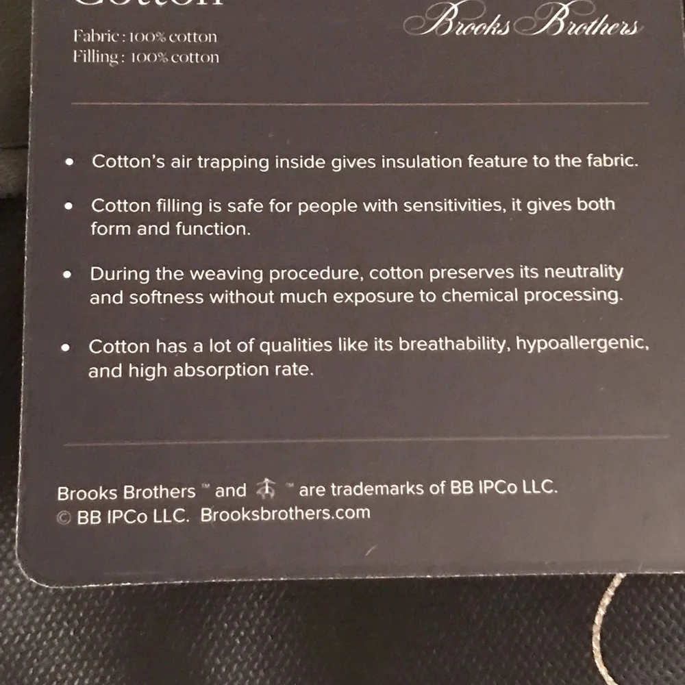 Brand New Brooks Brothers Turkish Cotton Comforter, Queen